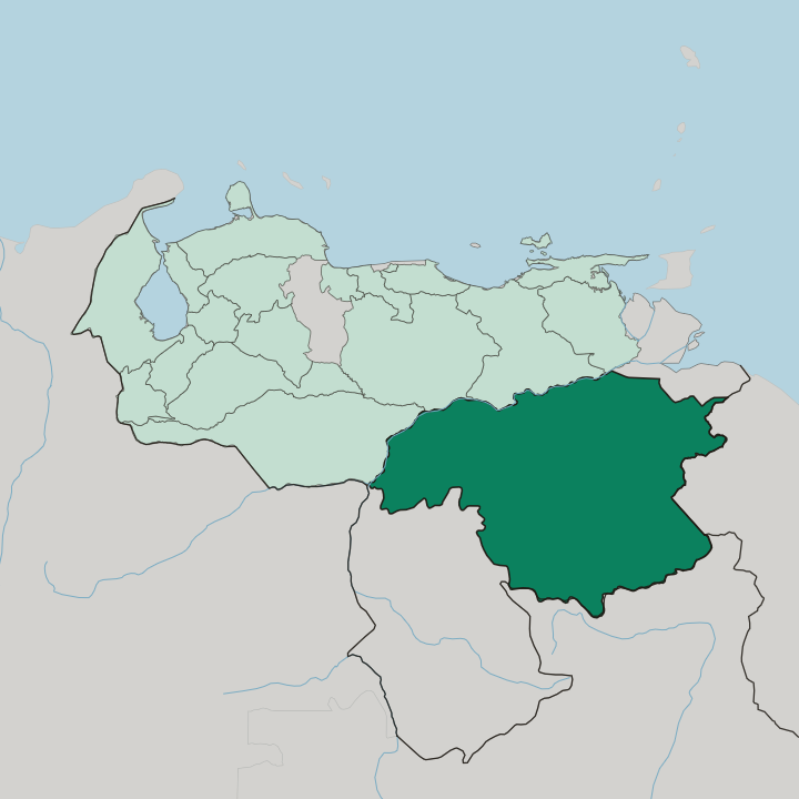 Map showing Estado Bolívar — In Venezuela