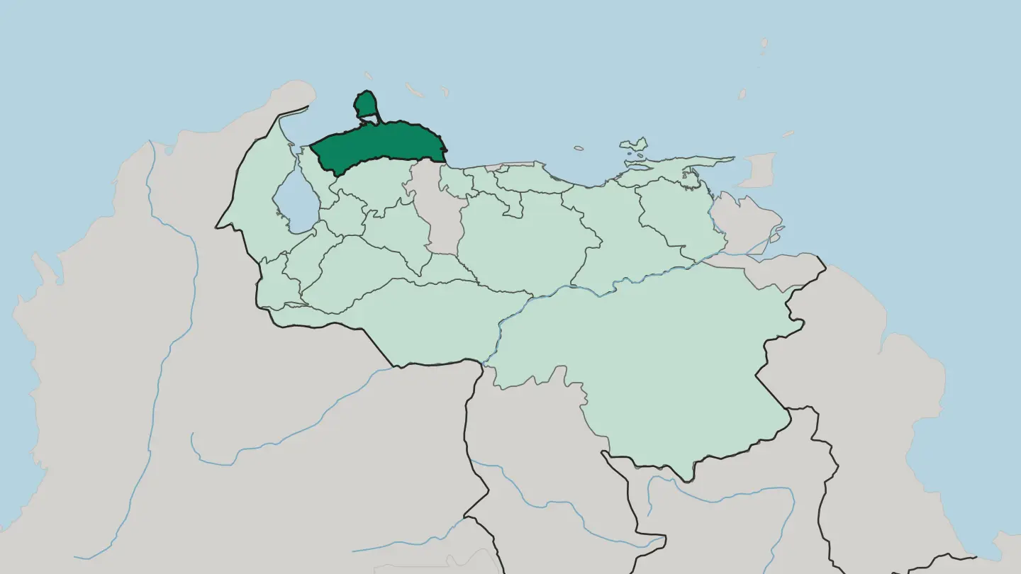 Map of Estado Falcón in Venezuela