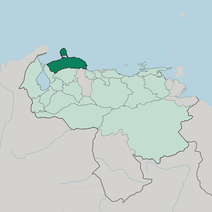Map showing Estado Falcón — In Venezuela