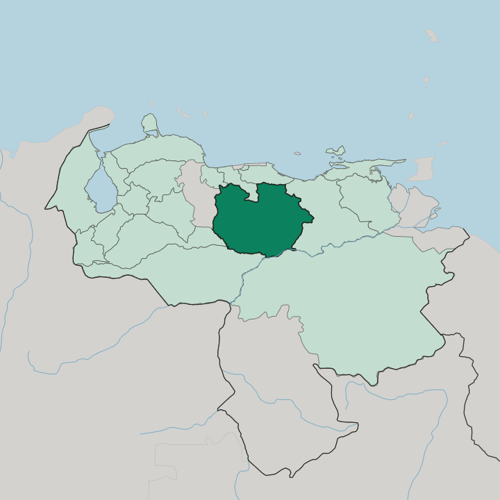 Map showing Estado Guárico — In Venezuela