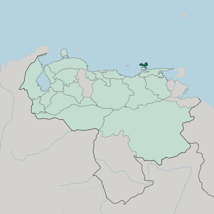 Map showing Estado Nueva Esparta — In Venezuela