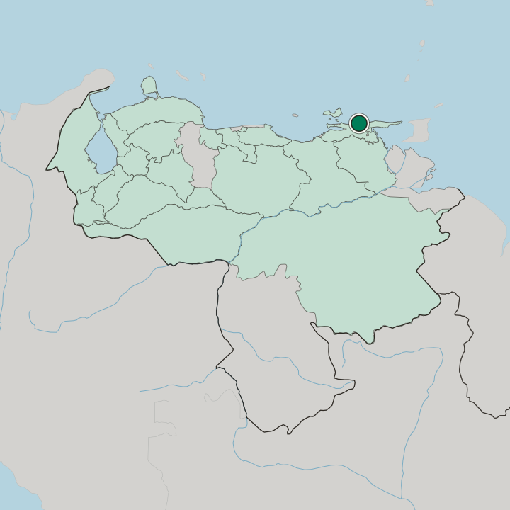 Map showing Carúpano — In Venezuela