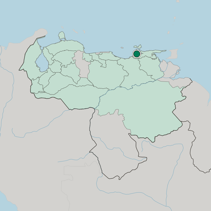 Map showing Cumaná — In Venezuela