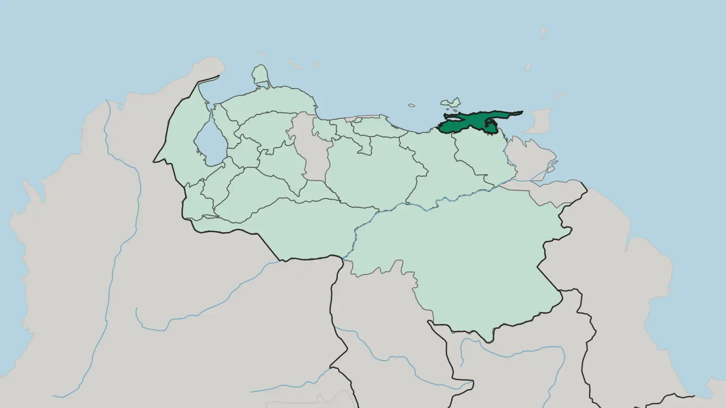 Map of Estado Sucre in Venezuela