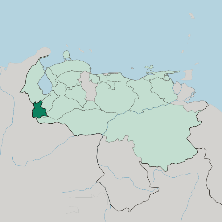 Map showing Estado Táchira — In Venezuela