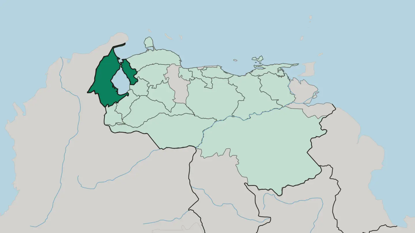 Map of Estado Zulia in Venezuela