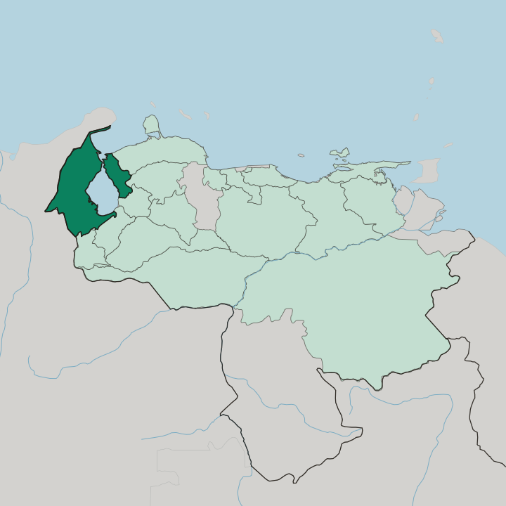 Map showing Estado Zulia — In Venezuela