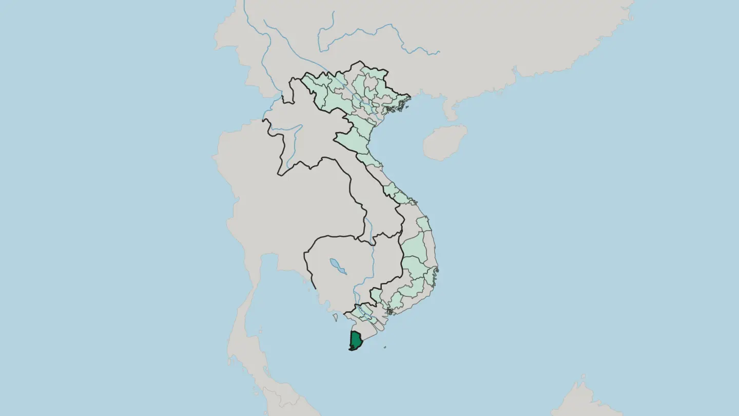 Map of Ca Mau in Vietnam