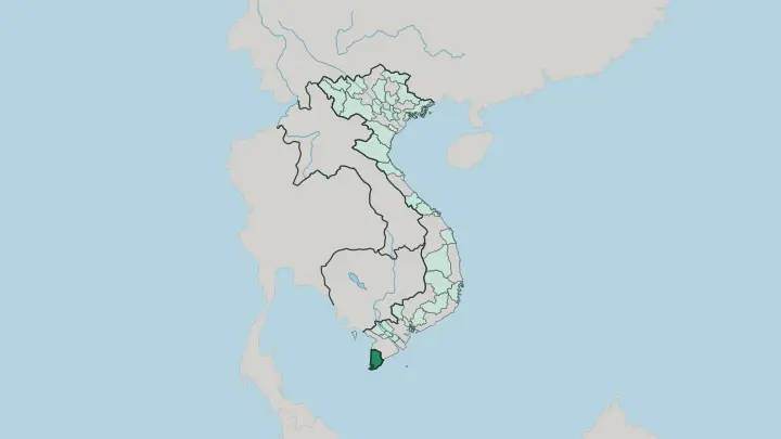 Map of Ca Mau in Vietnam