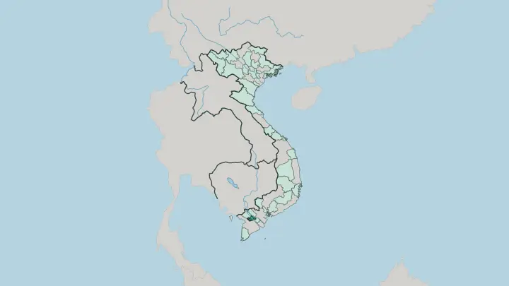 Map of Can Tho City in Vietnam