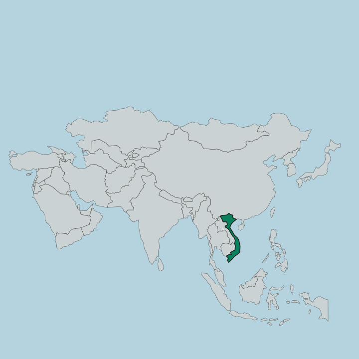 Map showing Vietnam — In Asia