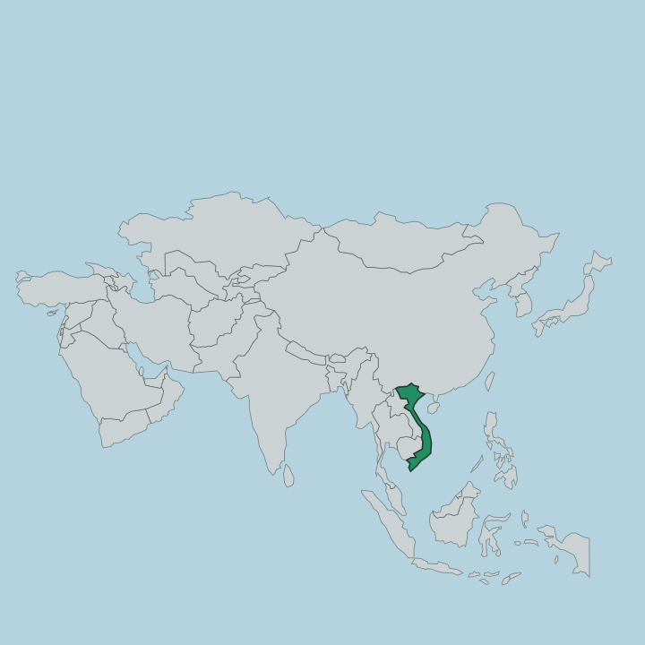 Map showing Vietnam — In Asia