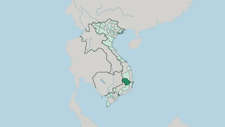 Map of Dak Lak in Vietnam