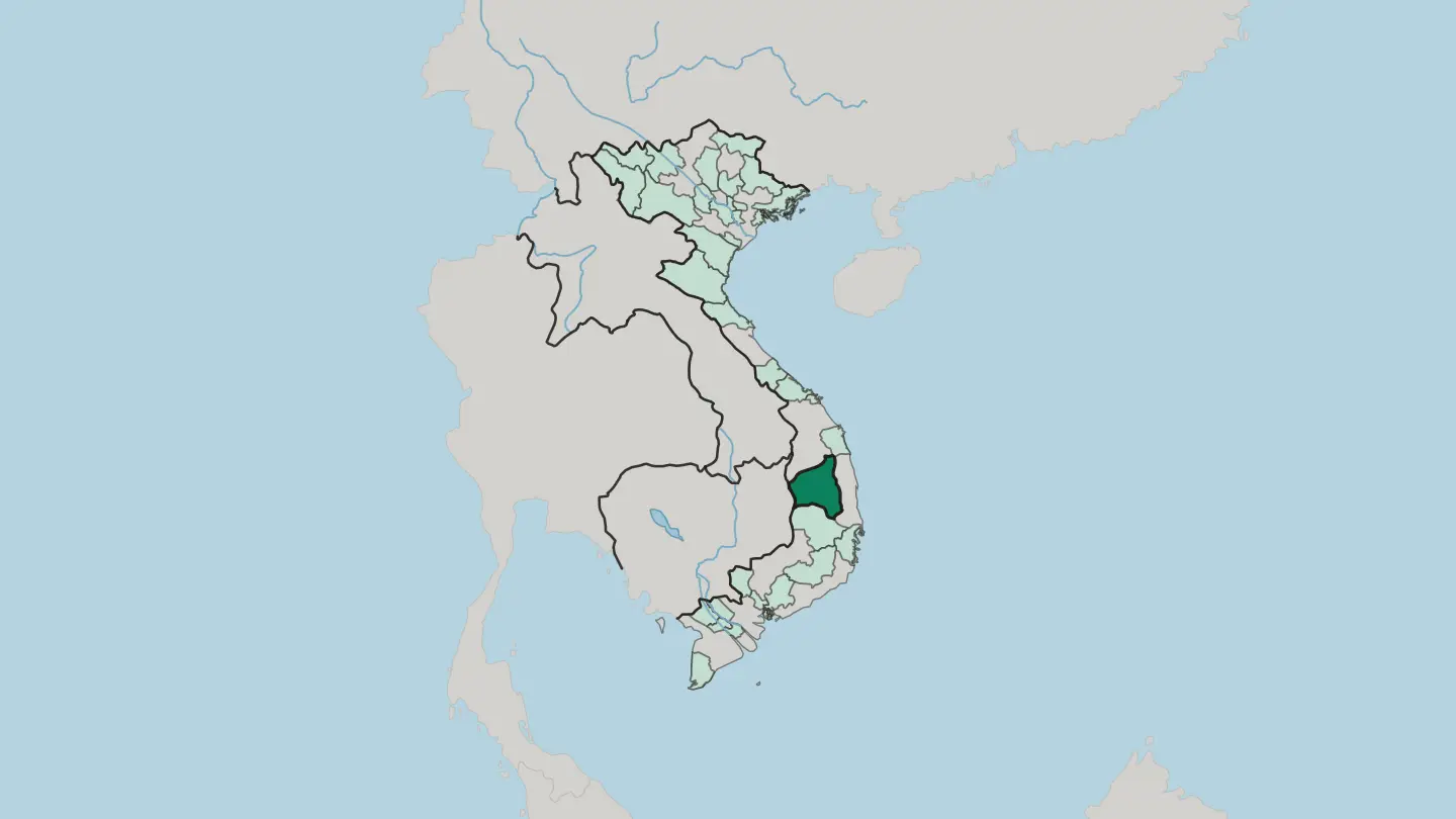 Map of Gia Lai in Vietnam