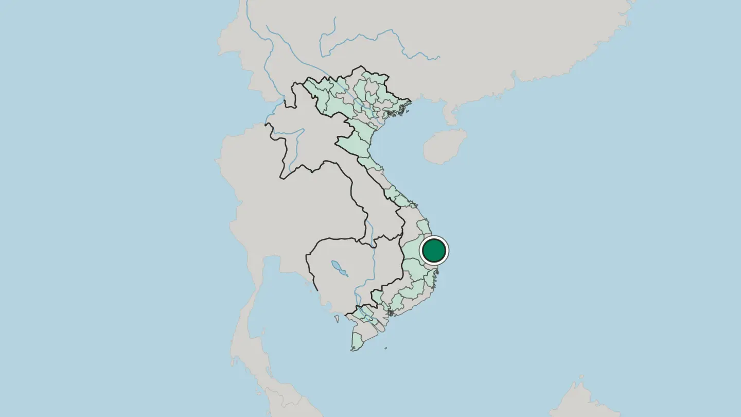Map of Qui Nhon in Vietnam
