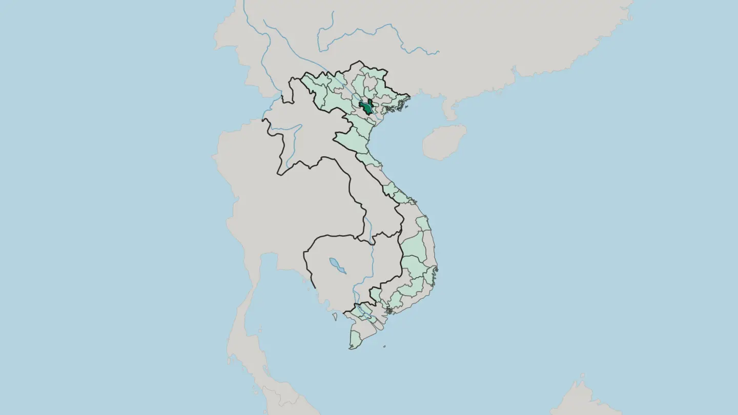 Map of Hanoi in Vietnam
