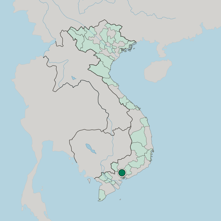 Map showing Dĩ An — In Vietnam