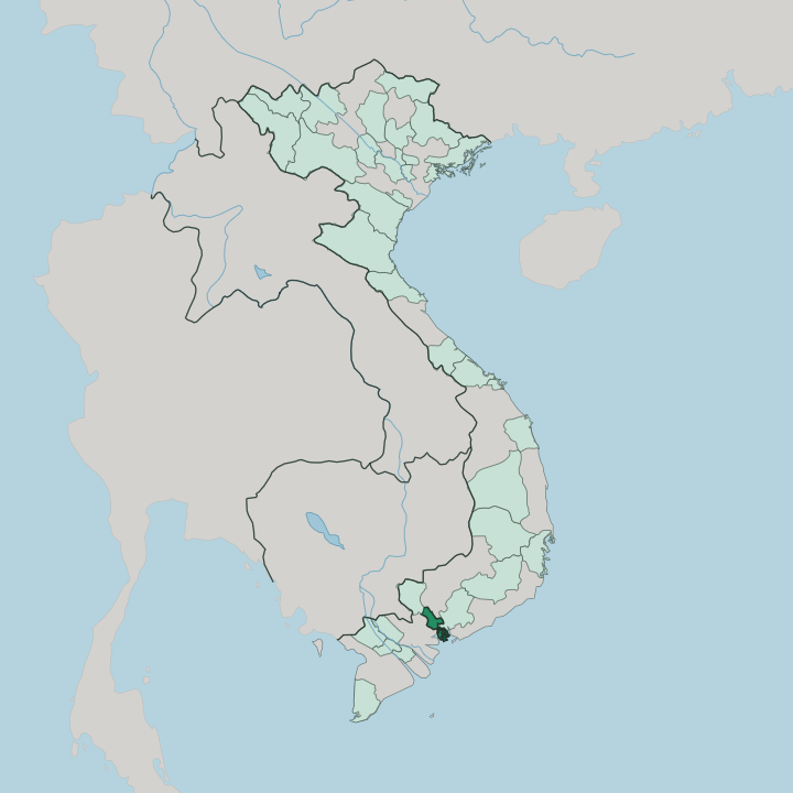 Map showing Ho Chi Minh City (HCMC) — In Vietnam