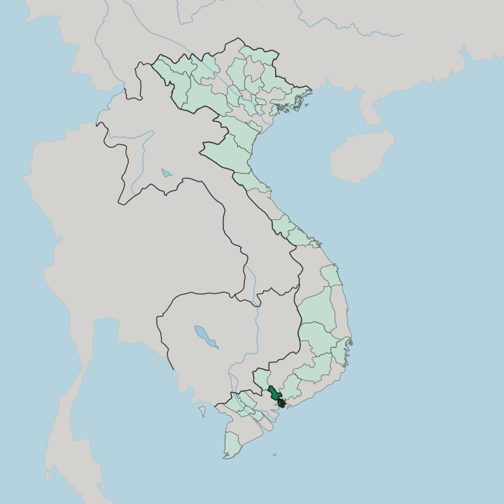 Map showing Ho Chi Minh City (HCMC) — In Vietnam