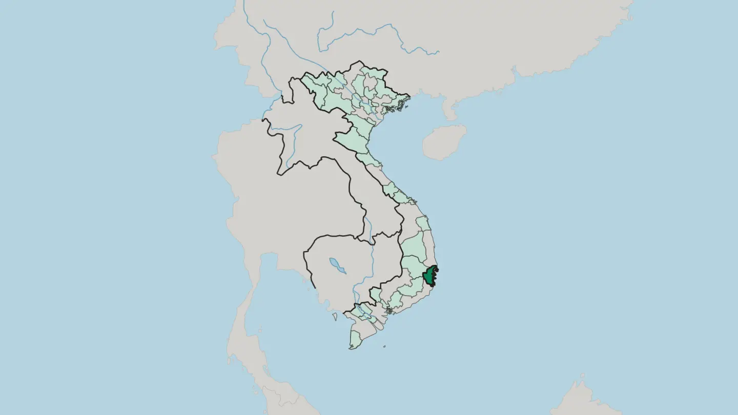 Map of Khanh Hoa in Vietnam