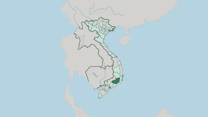Map of Lam Dong in Vietnam