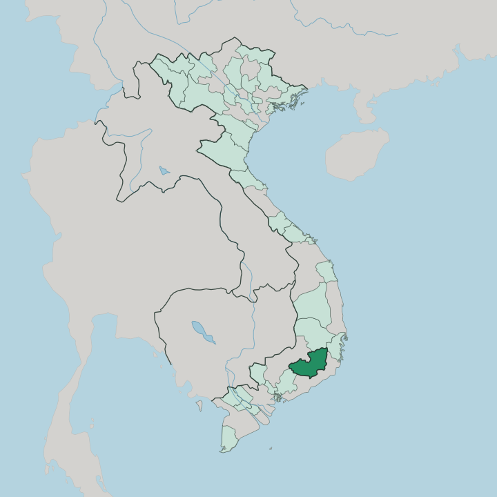 Map showing Lam Dong — In Vietnam