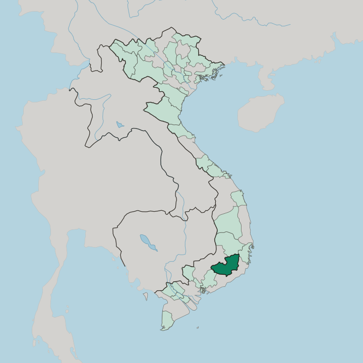 Map showing Lam Dong — In Vietnam