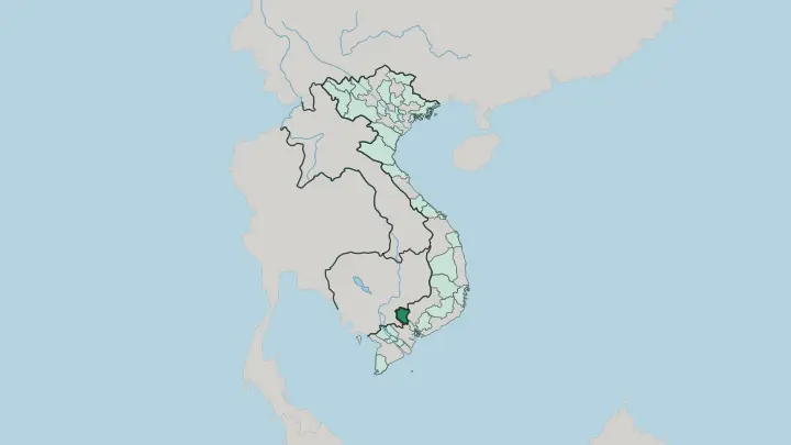 Map of Tay Ninh in Vietnam