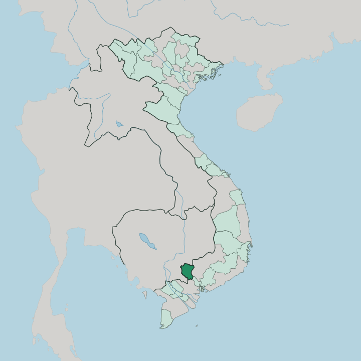 Map showing Tay Ninh — In Vietnam