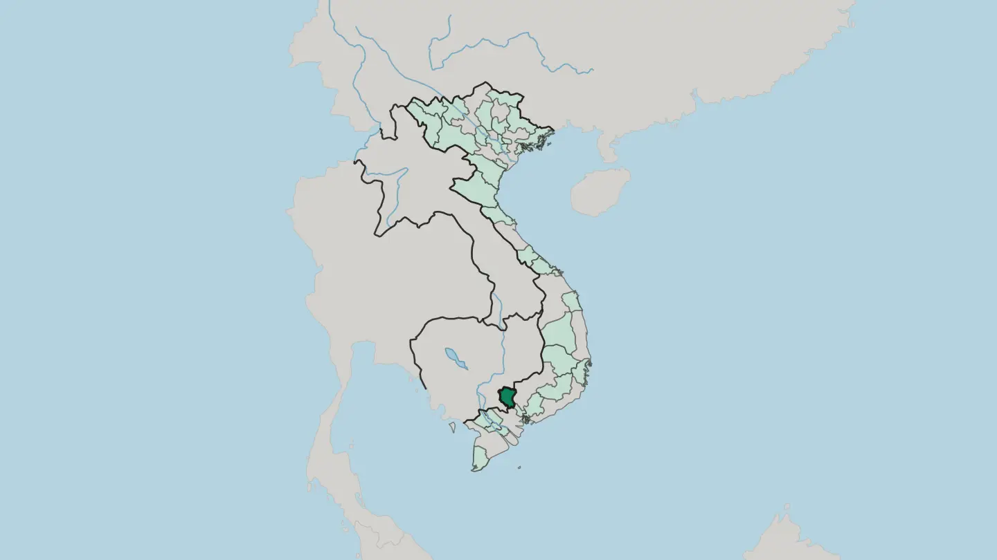 Map of Tay Ninh in Vietnam