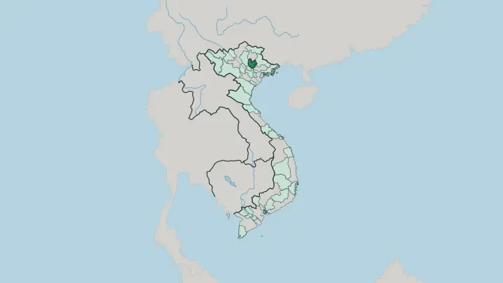 Map of Thai Nguyen in Vietnam