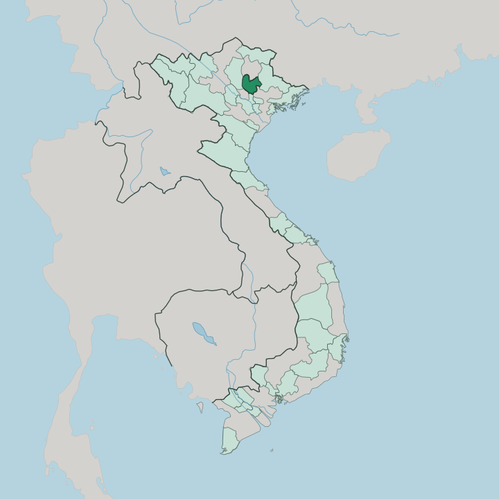 Map showing Thai Nguyen — In Vietnam