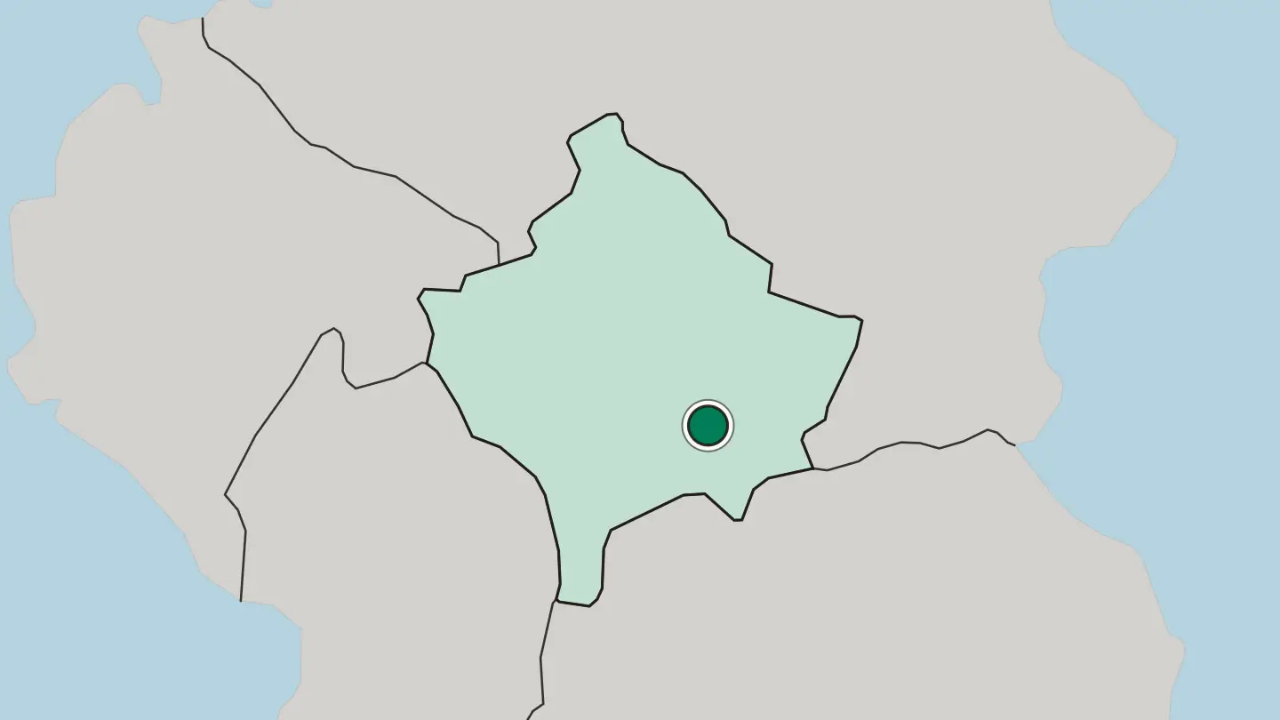 Map of Ferizaj in Kosovo