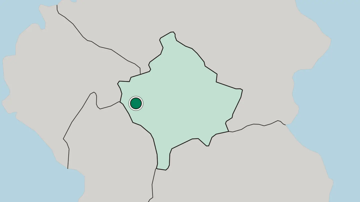 Map of Deçan in Kosovo