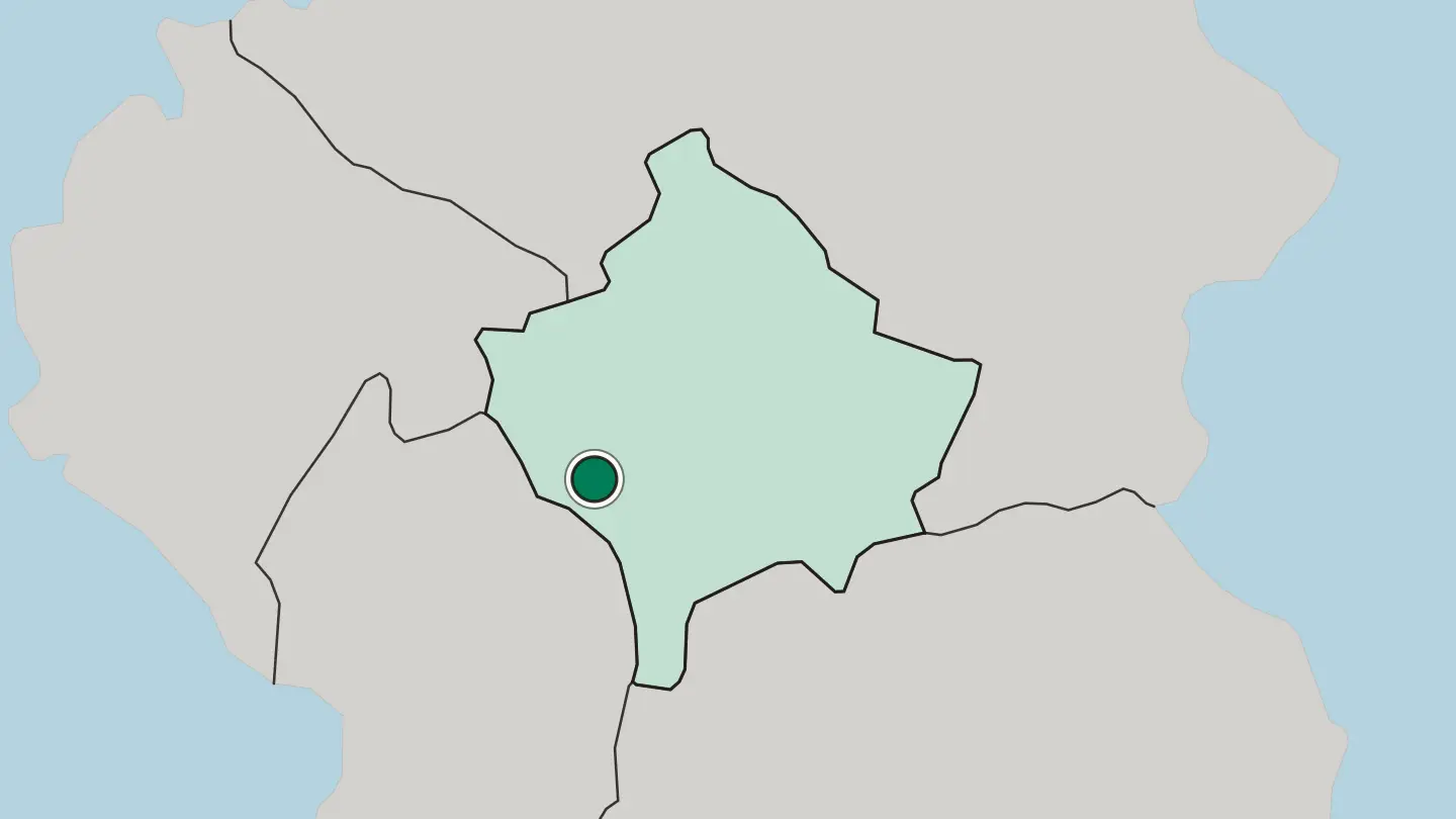Map of Gjakovë in Kosovo