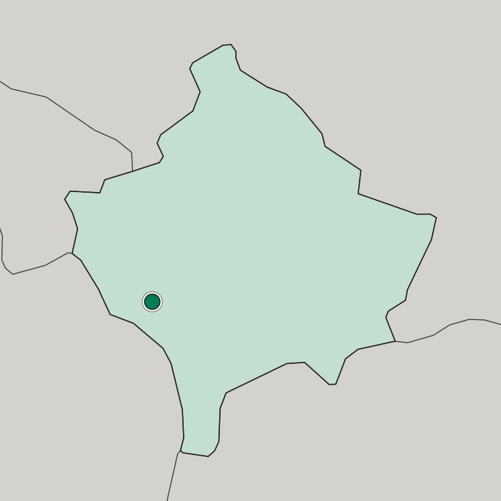 Map showing Gjakovë — In Gjakova District
