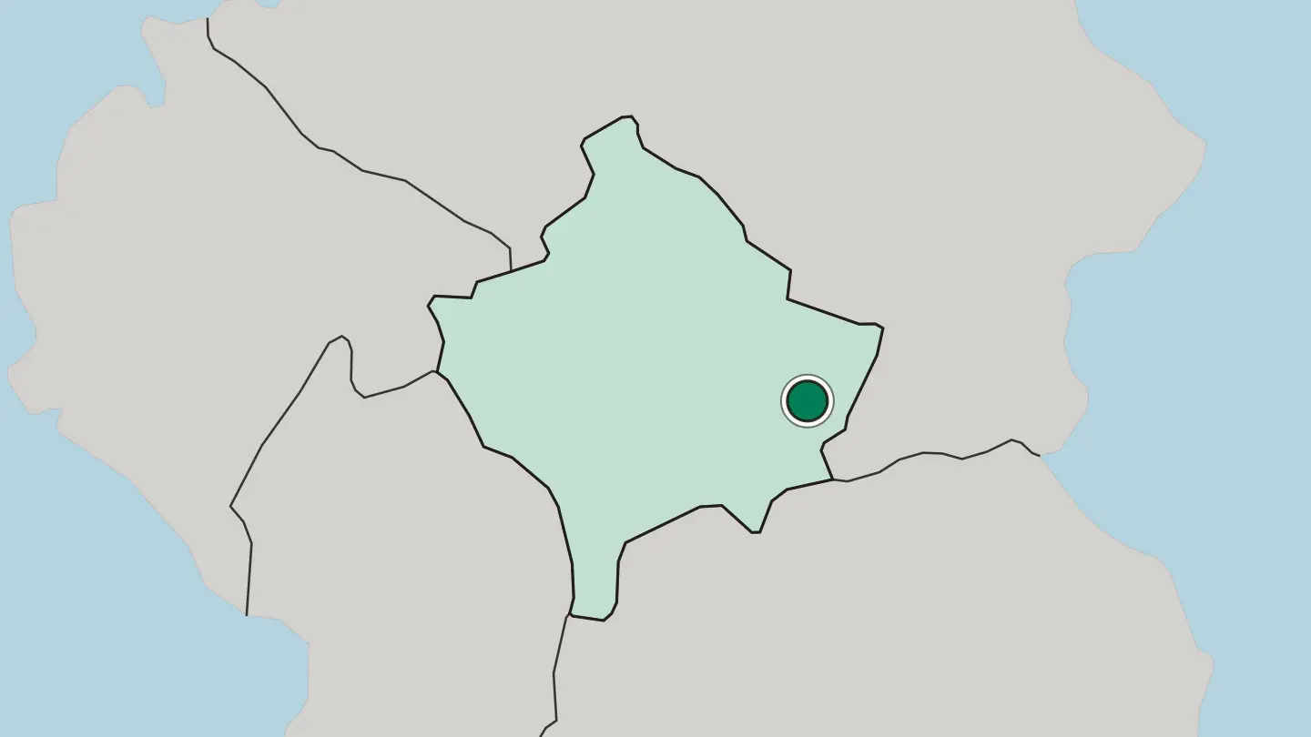 Map of Gjilan in Kosovo