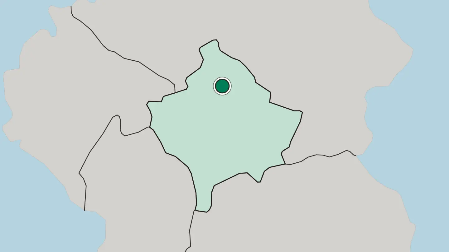 Map of Mitrovicë in Kosovo