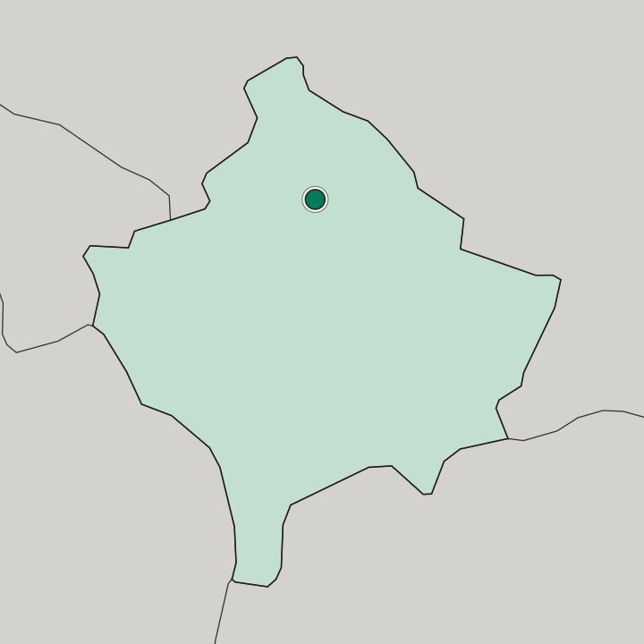 Map showing Mitrovicë — In Mitrovica District