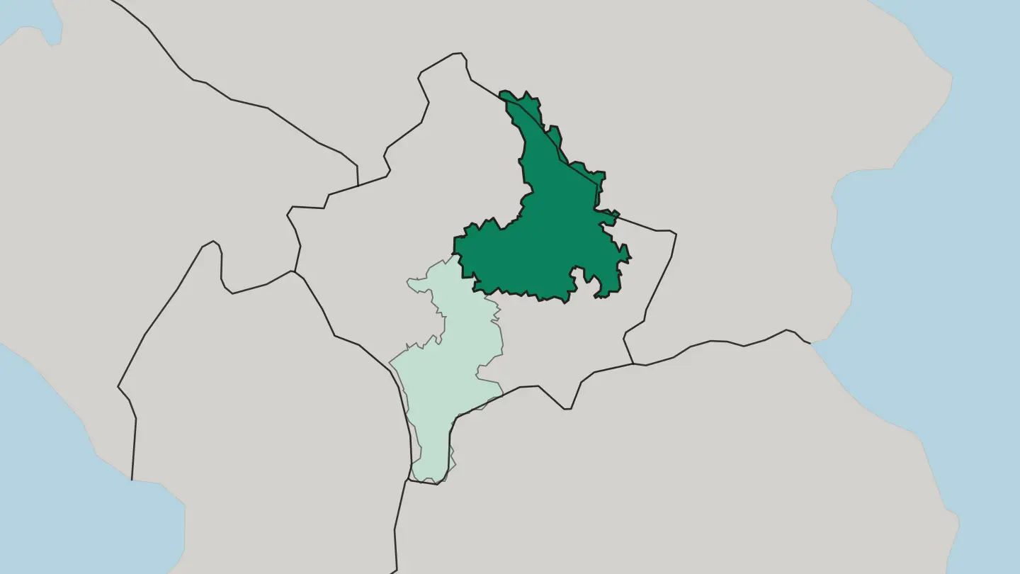 Map of Pristina District in Kosovo
