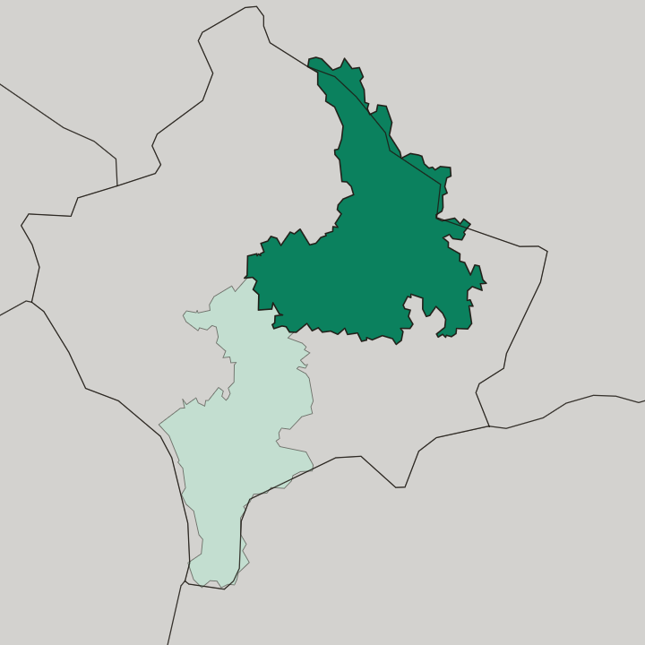 Map showing Pristina District — In Kosovo