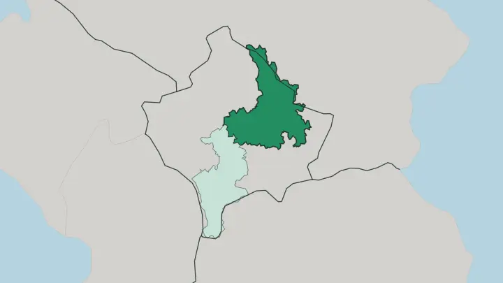 Map of Pristina District in Kosovo