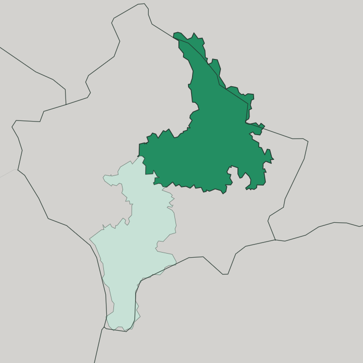 Map showing Pristina District — In Kosovo