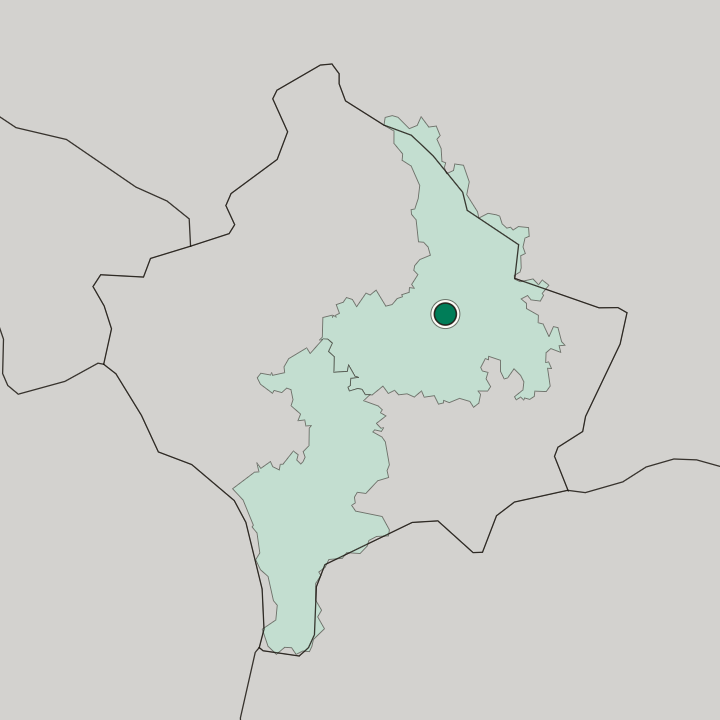 Map showing Pristina — In Kosovo