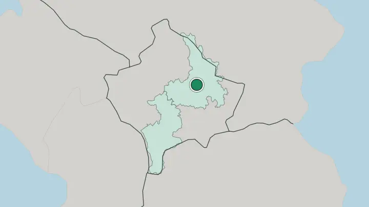 Map of Pristina in Kosovo