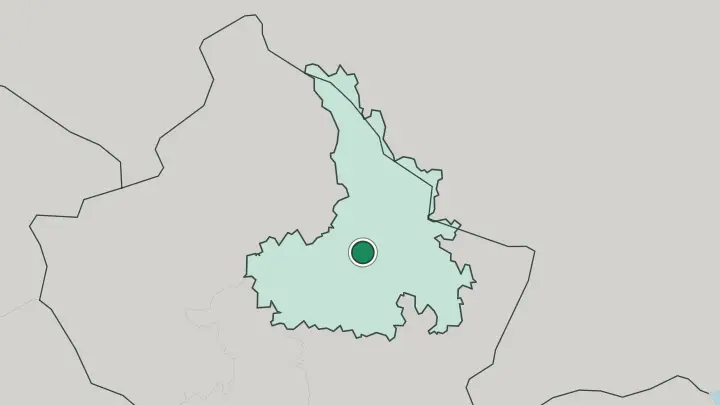 Map of Pristina in Kosovo