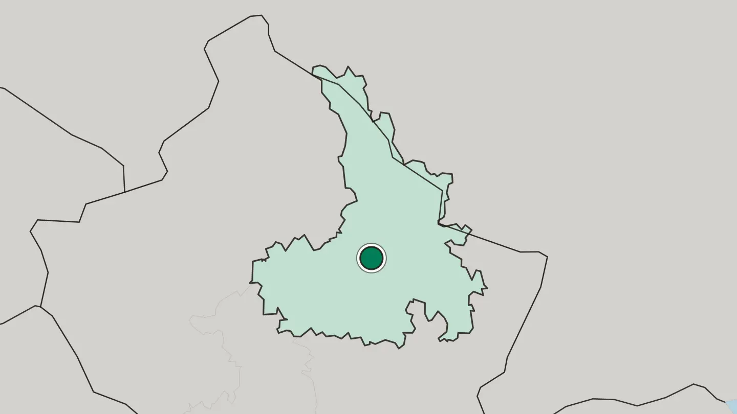 Map of Pristina in Kosovo