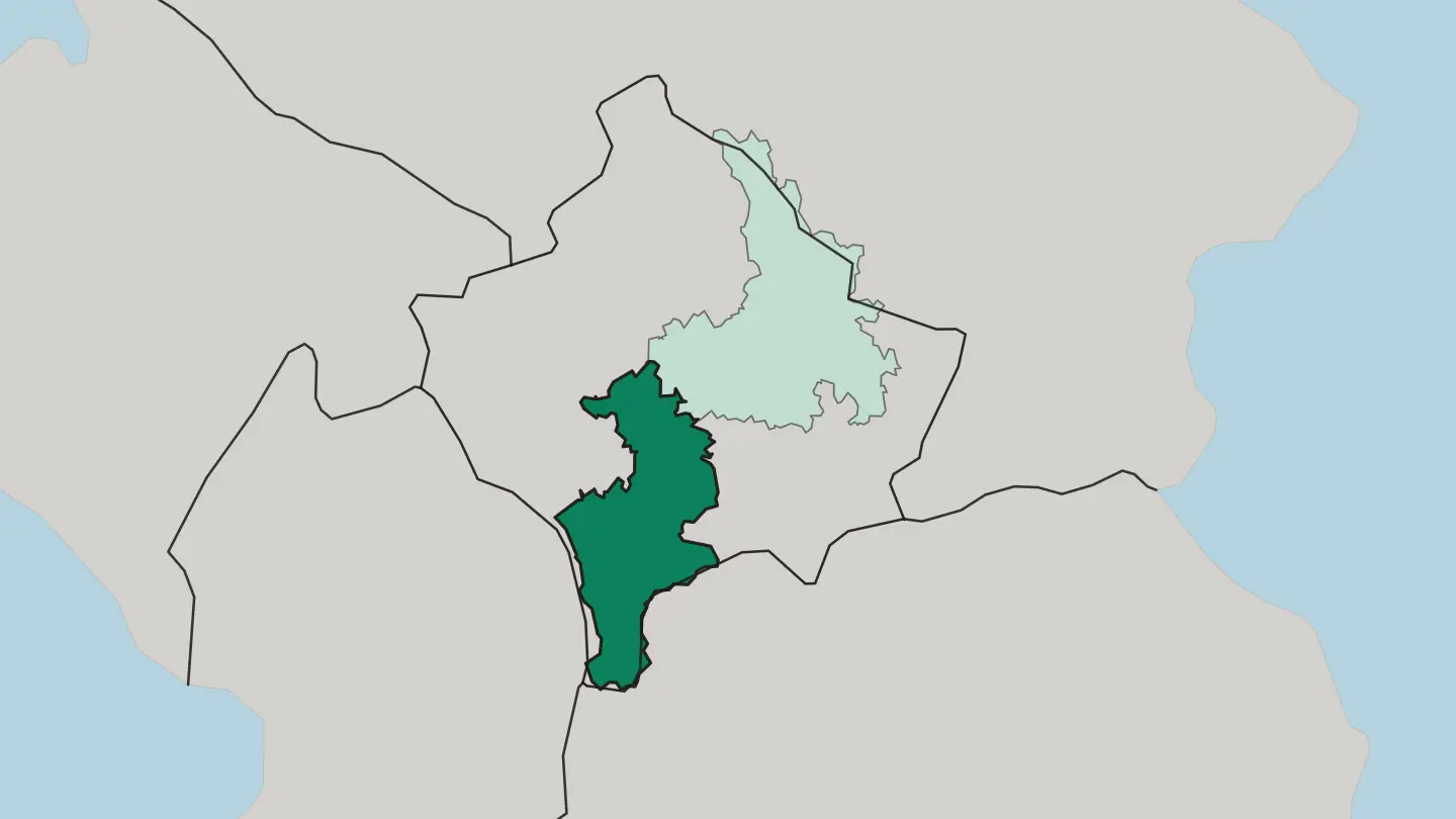Map of Prizren District in Kosovo
