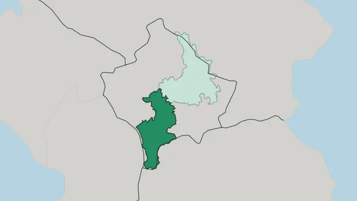 Map of Prizren District in Kosovo
