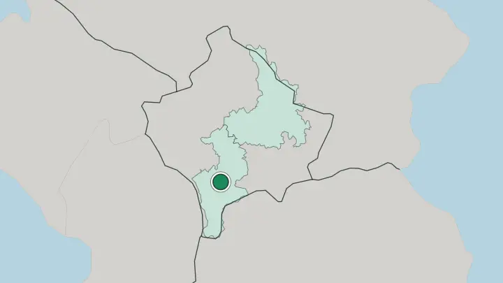 Map of Prizren in Kosovo